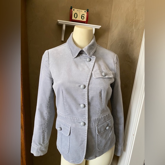 Talbots Grace Fit Glacier Blue Periwinkle Jacket velvet Spring Blazer size 2 - Picture 9 of 16
